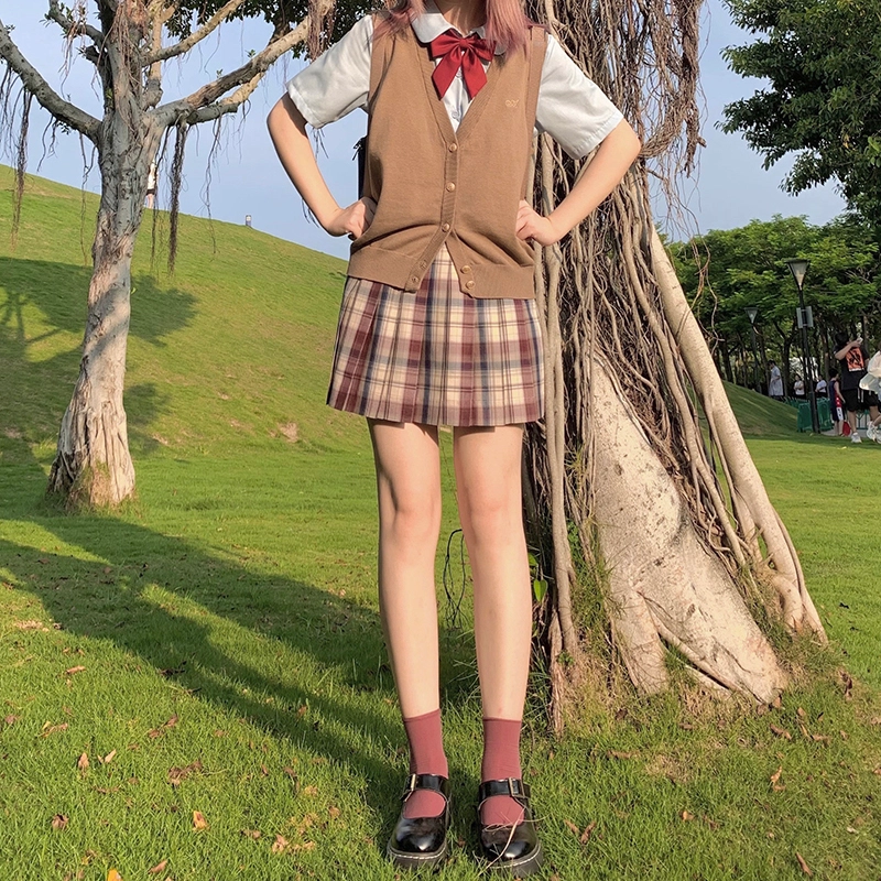 东鲸岁时记 高腰格子百褶半身裙 女款
