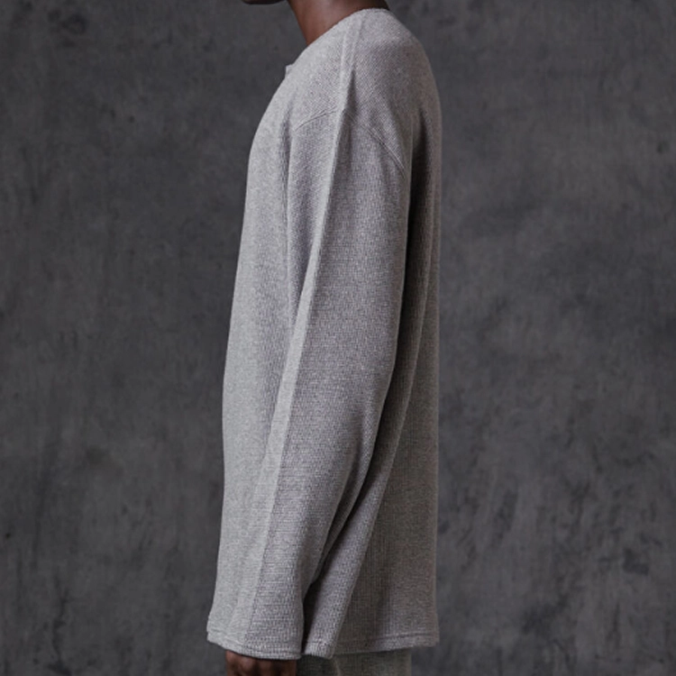 Fear of God Essentials FW20 Long Sleeve Henley T-Shirt Grey logoT