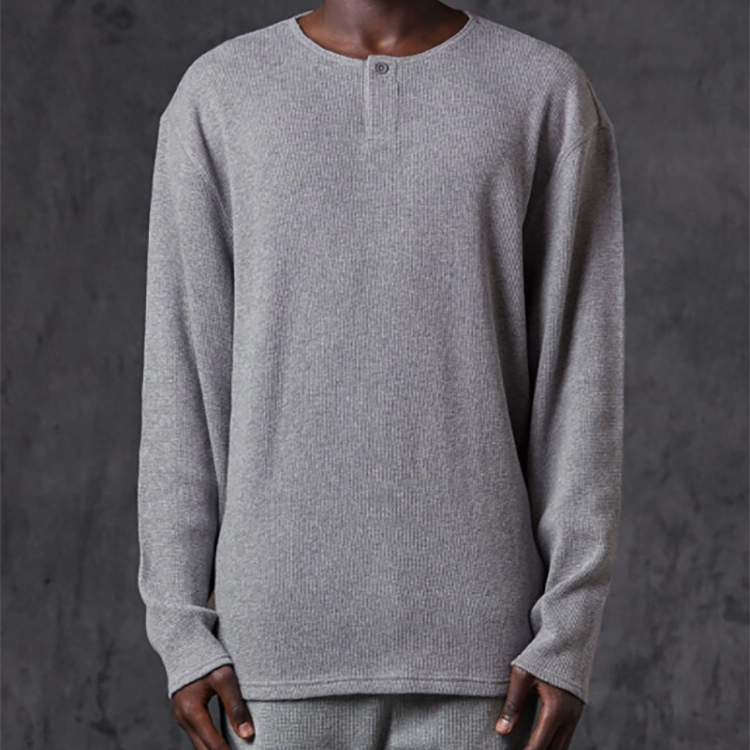 Fear of God Essentials FW20 Long Sleeve Henley T-Shirt Grey logoT