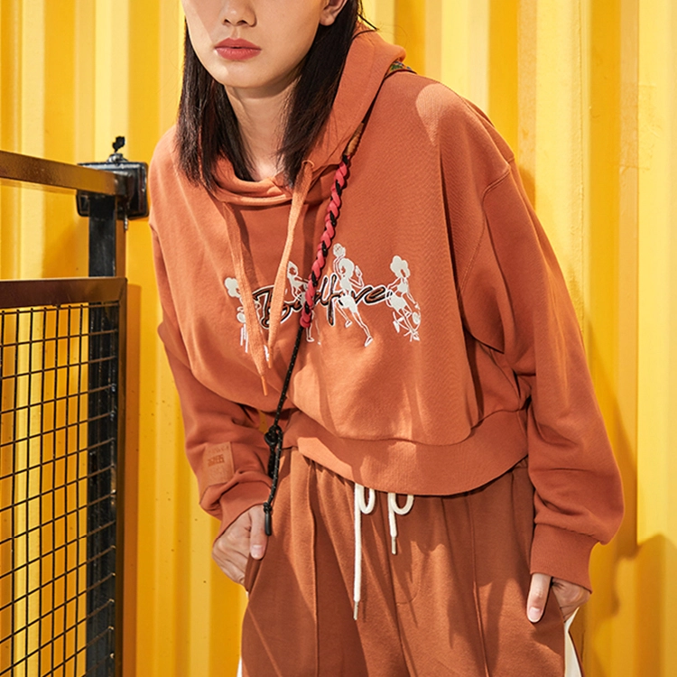 李宁 宽松套头运动连帽卫衣 女款 琥珀棕