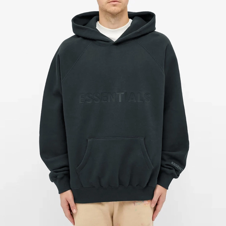 Fear of God Essentials FW20 Silicone Logo Raised Hoodie Dark Navy