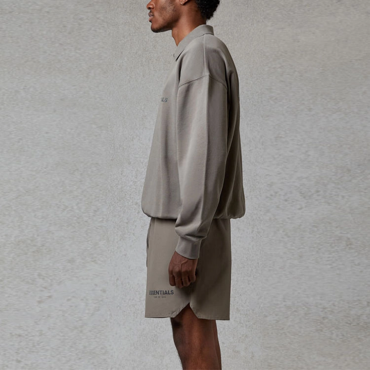 Fear of God Essentials FW20 Long Sleeve Polo Shirt Cement LogoPolo