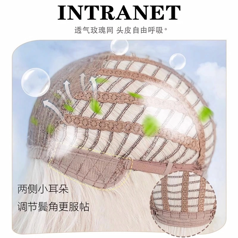 右西 暹罗猫黑金渐变假发女长卷发 空气刘海 仿真发头套
