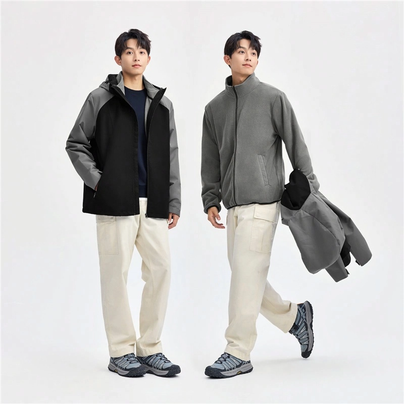 佐丹奴 三合一冲锋衣连帽登山服摇粒绒内胆夹克外套 男女同款