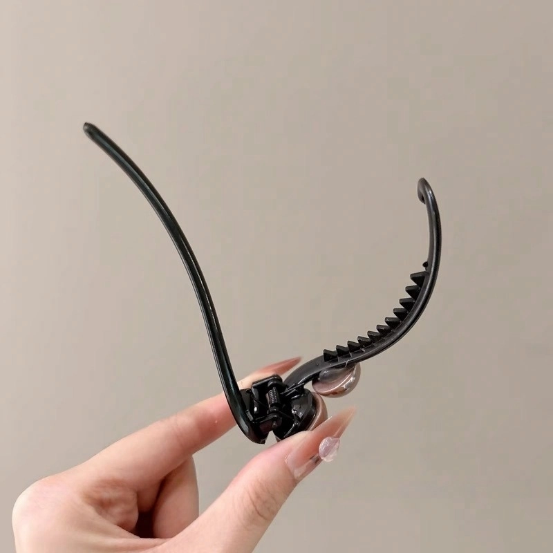 水中玉 珍珠一字扭扭夹后脑勺抓夹发量少头发发卡头饰夹子 亚克力 发夹 女款