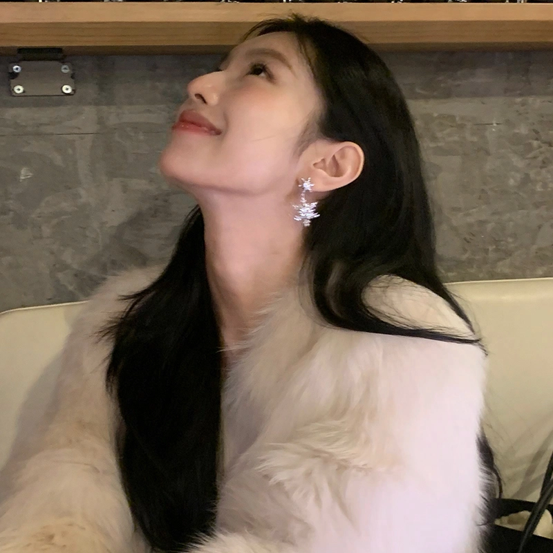 芒果饰品 双雪花流苏 铜 耳环 女款