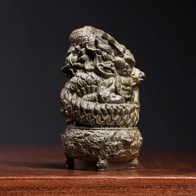 宝臻荟 诸事顺利 新中式 国潮复古小众生肖祥龙盘龙鼎 好事花生财运亨通#好运 阴沉木 木作摆件 男女同款情侣款