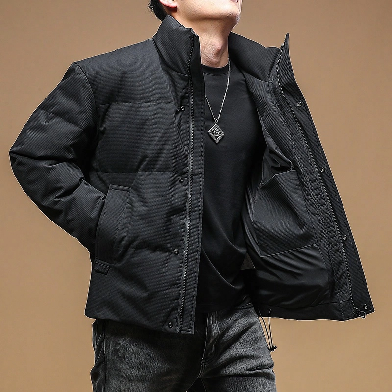 季言 防风立领纯色休闲羽绒服 男款 黑色