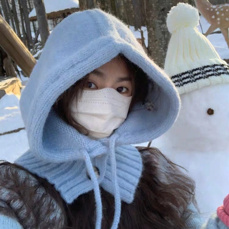 浪莎 可爱兔子巴拉克拉法冬季保暖百搭针织一体 涤纶 帽子 女款