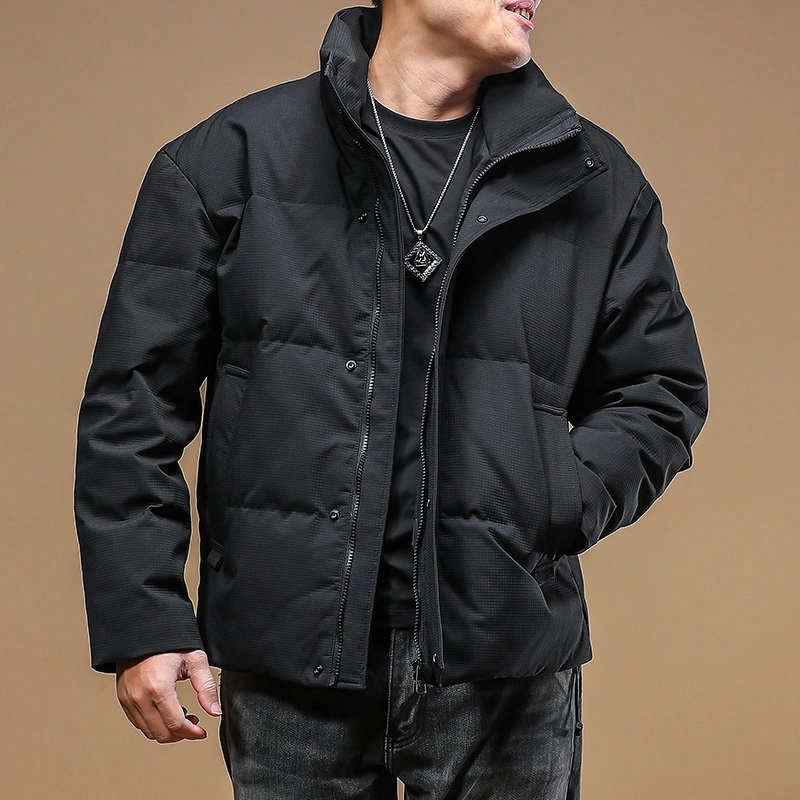 季言 高端鸭绒户外防水立领加厚保暖潮牌羽绒服 男款 黑色