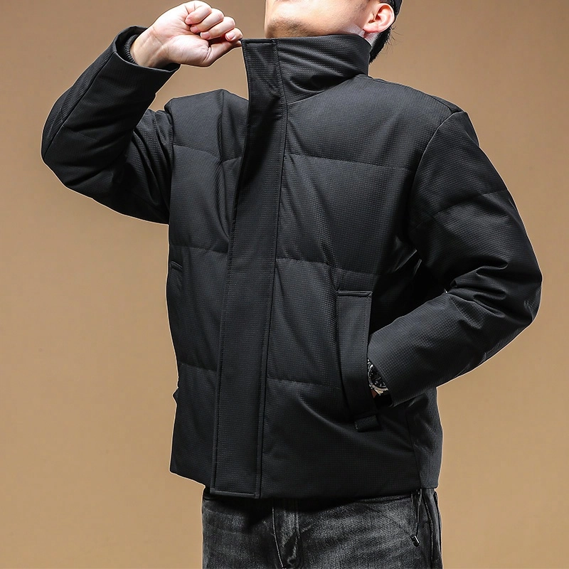 季言 高端鸭绒户外防水立领加厚保暖潮牌羽绒服 男款 黑色