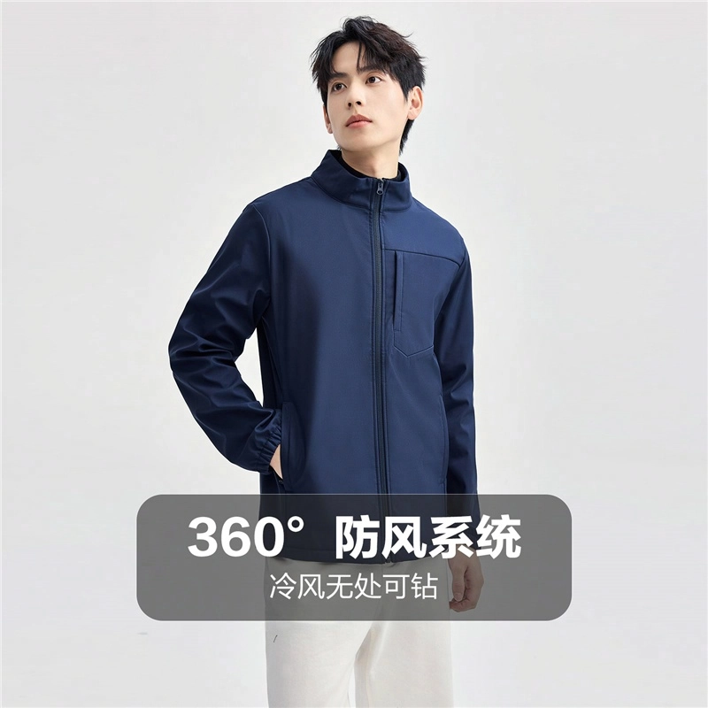 佐丹奴 复合摇粒绒破骨口袋立领梭织软壳夹克外套 男款