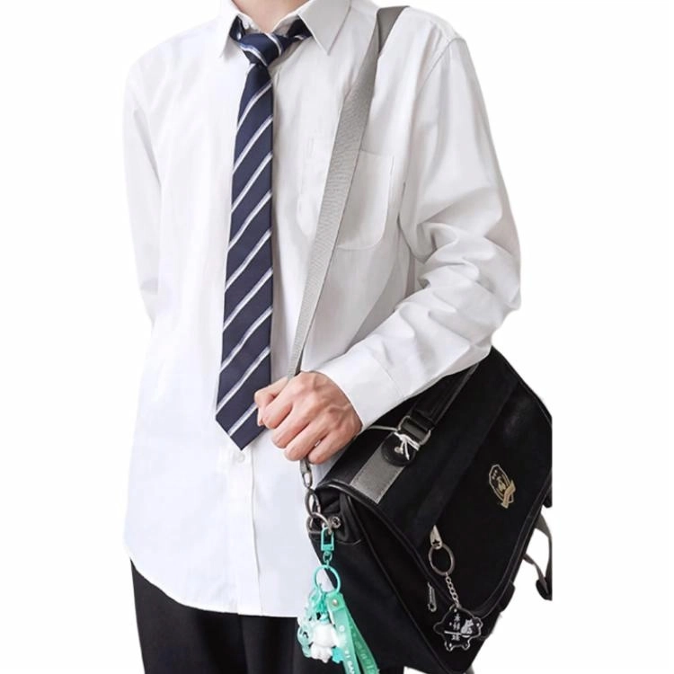 木村叔 刺绣青少年日系制服内搭打底长袖衬衫 男款 白色