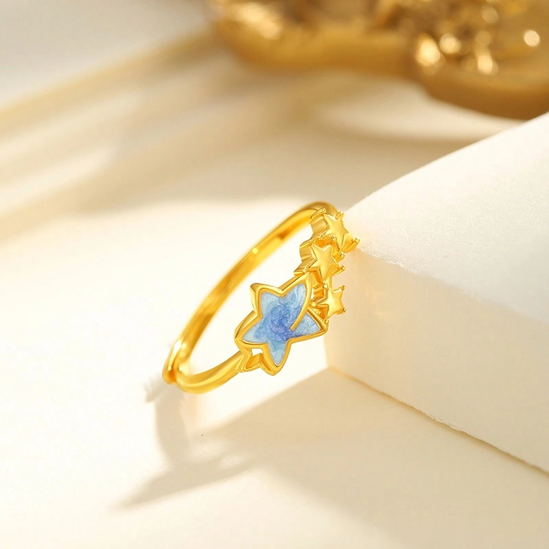 老凤祥 星星 精致轻奢高级感小众百搭设计温柔时尚 可爱甜美少女心表白恋爱极简百搭优雅高贵显气质 足金 按克计价 黄金戒指 女款