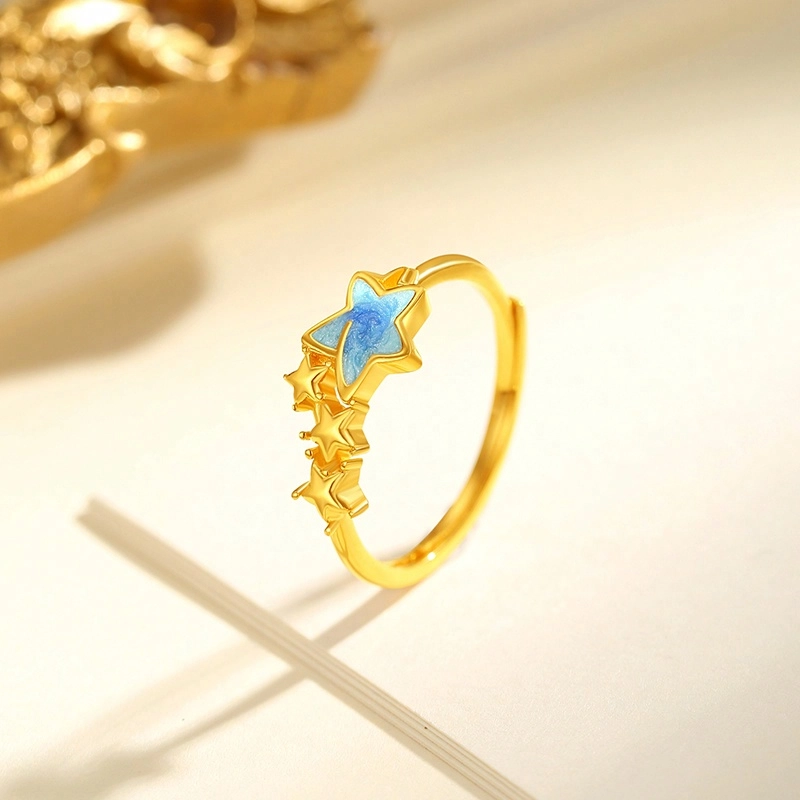 老凤祥 星星 精致轻奢高级感小众百搭设计温柔时尚 可爱甜美少女心表白恋爱极简百搭优雅高贵显气质 足金 按克计价 黄金戒指 女款