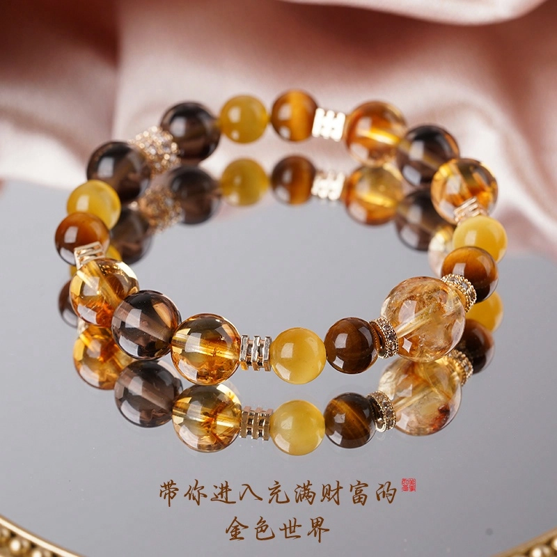 久爱 【财源滚滚】金霸大综合虎眼石好运玄学八方来财名族风招财暴富把把赢事业运爆棚老钱风复古潮搭 水晶 手串 男女同款情侣款