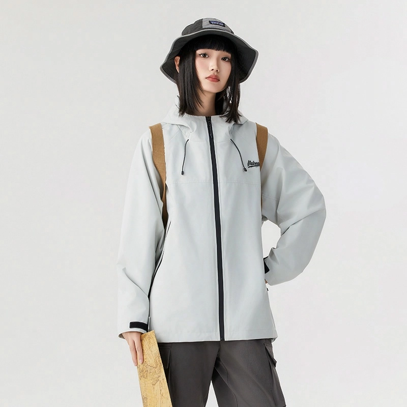 雅鹿  户外机能风百搭山系运动保暖外套登山三合一内胆宽松休闲纯色简约连帽  防水防风冲锋衣 男女同款 米白