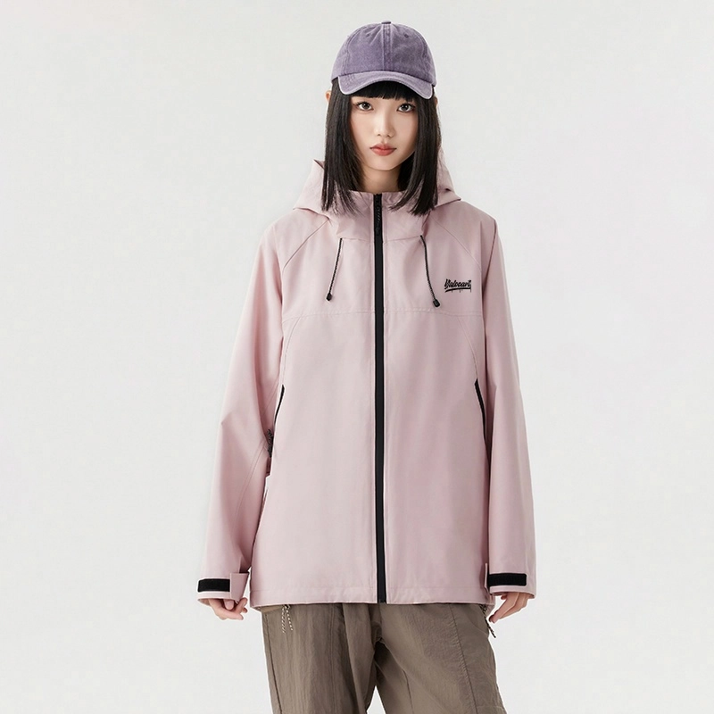 雅鹿  户外机能风百搭山系运动保暖外套登山三合一内胆宽松休闲纯色简约连帽  防水防风冲锋衣 男女同款 米白