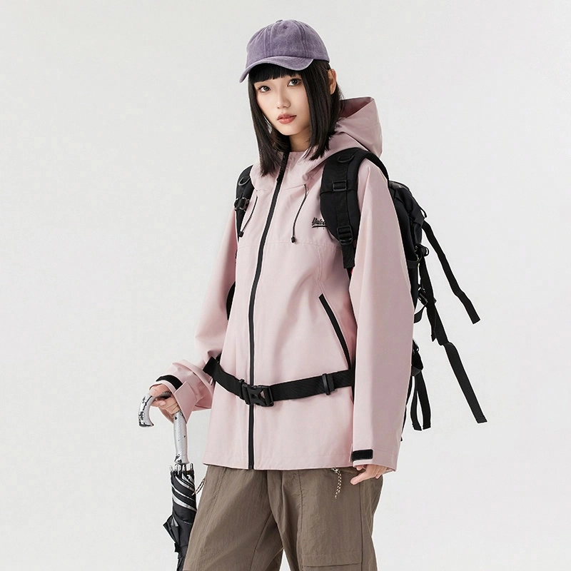 雅鹿  户外机能风百搭山系运动保暖外套登山三合一内胆宽松休闲纯色简约连帽  防水防风冲锋衣 男女同款 米白