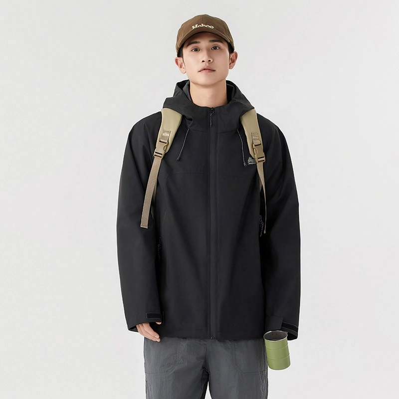 雅鹿  户外机能风百搭山系运动保暖外套登山三合一内胆宽松休闲纯色简约连帽  防水防风冲锋衣 男女同款 米白