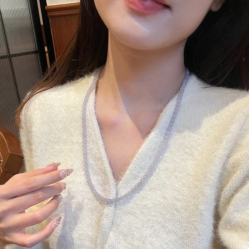琳琯瑛 新中式国风小众设计高级感轻奢气质好运珠串 和田玉项链 烟紫 女款