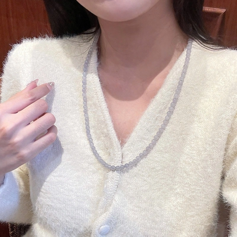 琳琯瑛 新中式国风小众设计高级感轻奢气质好运珠串 和田玉项链 烟紫 女款