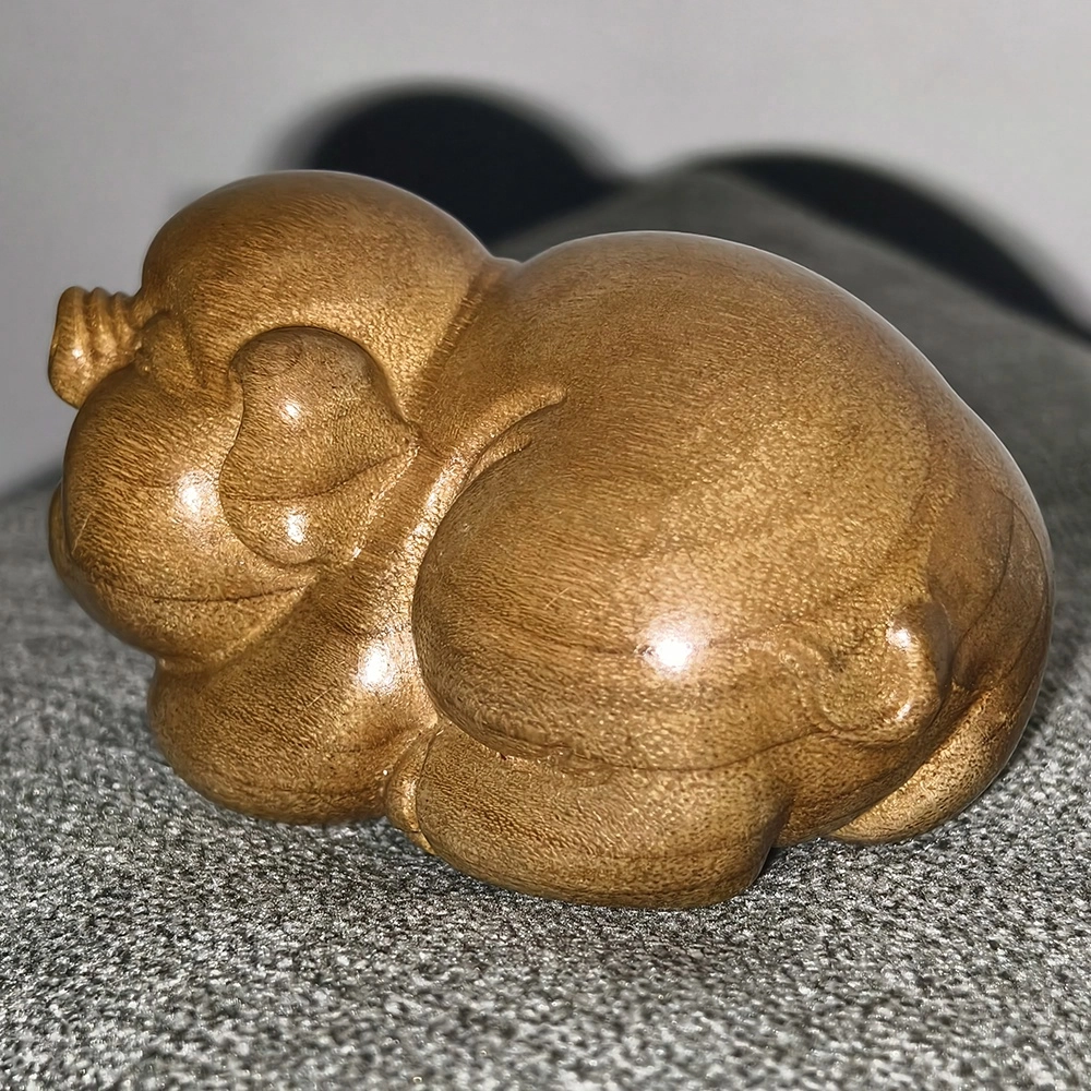 仙作美 假一赔万金丝楠老料实木雕刻福猪手把件文玩 楠木 摆件 男女同款情侣款