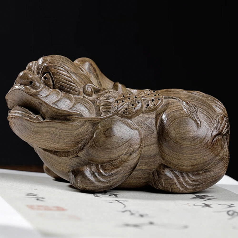 仙作美 乌木金丝楠木实木雕刻经典貔貅文玩把件 阴沉木 木作摆件 男女同款情侣款