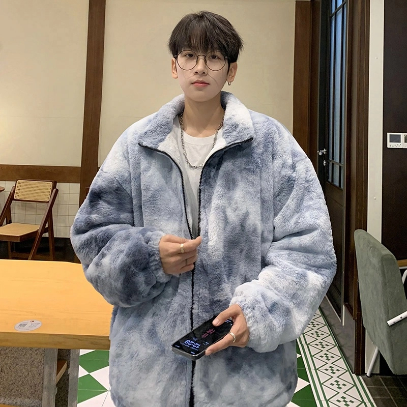 极限涡轮 美式高街扎染原宿风舒适加厚保暖宽松立领痞帅时尚个性棉服 男女同款