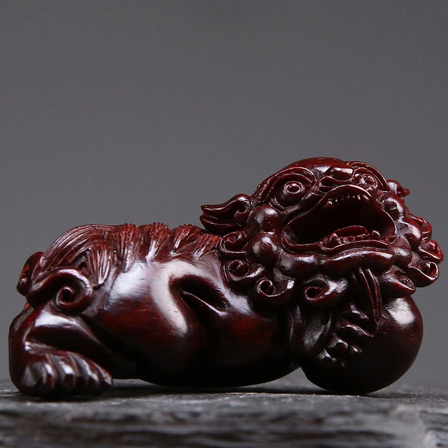 絮物 国风貔貅雕刻招财纳福 小叶紫檀 木作把件 男女同款情侣款