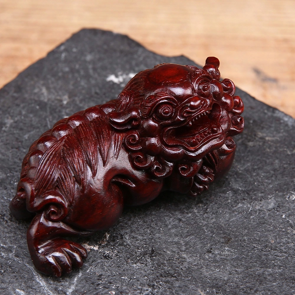 絮物 国风貔貅雕刻招财纳福 小叶紫檀 木作把件 男女同款情侣款