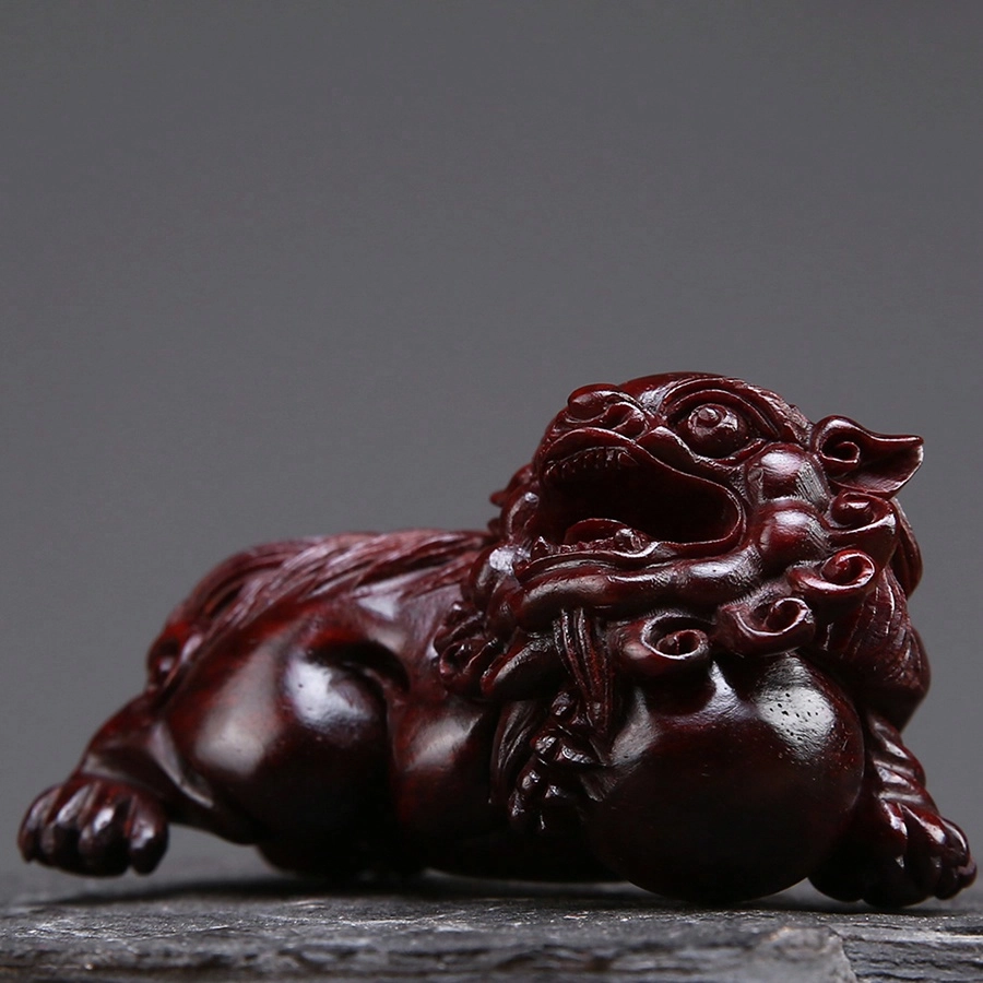 絮物 国风貔貅雕刻招财纳福 小叶紫檀 木作把件 男女同款情侣款