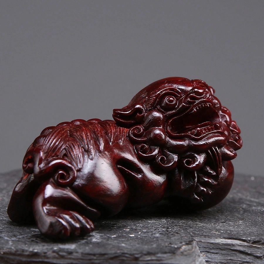 絮物 国风貔貅雕刻招财纳福 小叶紫檀 木作把件 男女同款情侣款