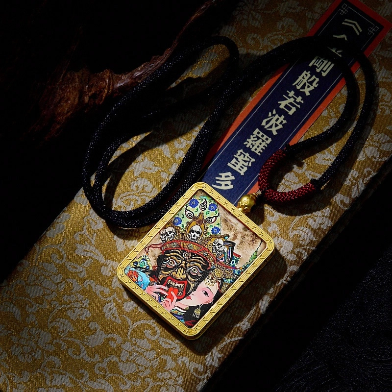 周百福 扎基拉姆唐卡 小众设计高级感 新中式民族风 精致简约 复古国潮 好运 合金 项链 男女同款情侣款
