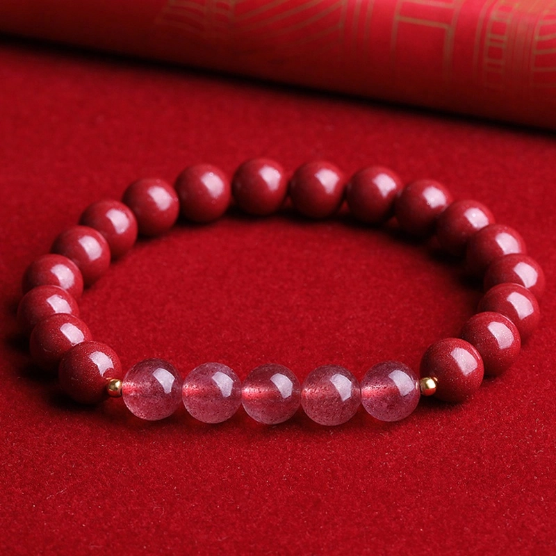 妍韵珠宝 新中式小众 本命年招桃花单圈古风饰品 朱砂 手串 男女同款情侣款