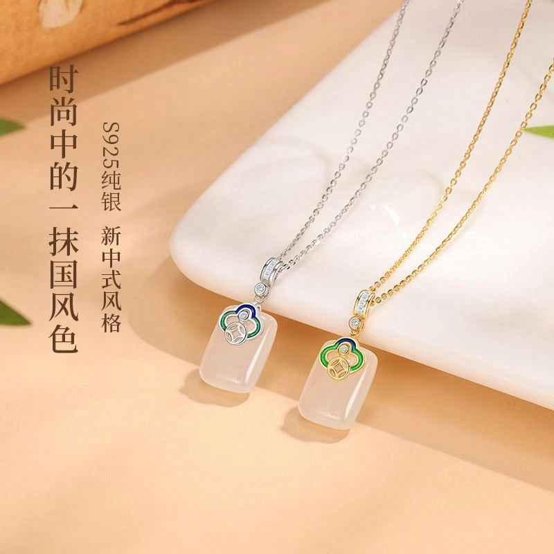 【S925银 】 金师傅 祥云无事牌吊坠 本命年平安转运新中式国潮气质大方优雅简约百搭小众轻奢设计高级#好运 玉髓 项链 男女同款情侣款