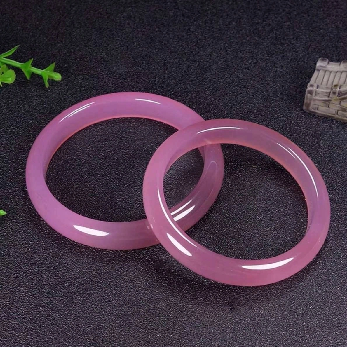 赐帛 粉紫色芙蓉玉简约高级感美人镯紫罗兰 玉髓 玉石手镯 女款