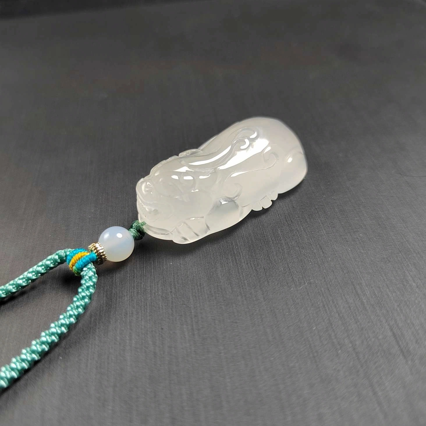 赐帛 新中式白月光高冰透貔貅挂件招财纳福转运平安设计师高级感时尚气质小众优雅清冷感 玉髓 玉石项链 男女同款情侣款