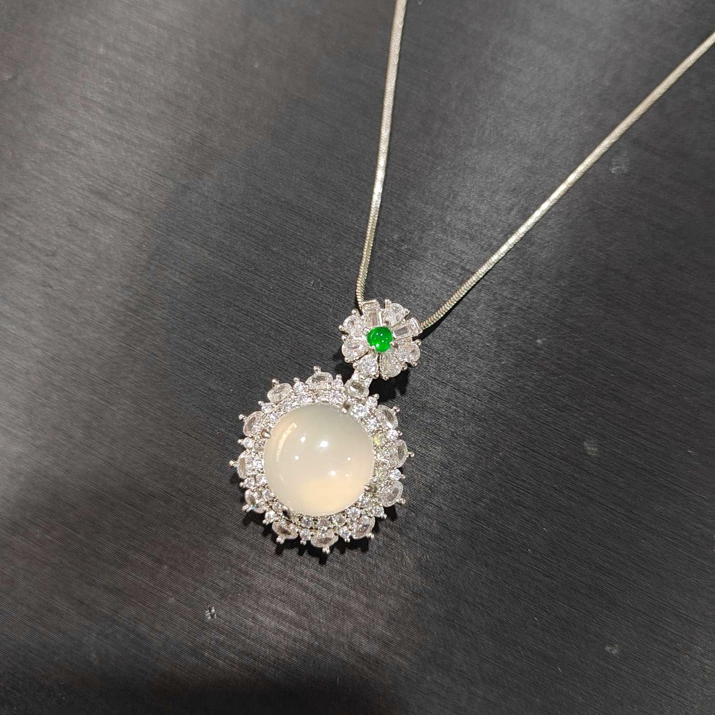 赐帛 新中式白月光轻奢国潮复古风冰种玉髓设计师高级感时尚简约精致小众清冷感 玉髓 玉石项链 女款