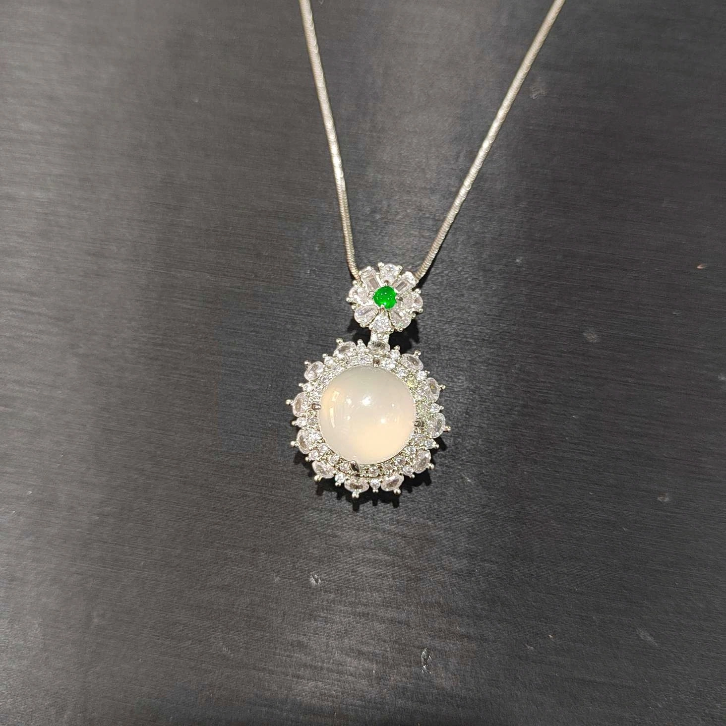 赐帛 新中式白月光轻奢国潮复古风冰种玉髓设计师高级感时尚简约精致小众清冷感 玉髓 玉石项链 女款