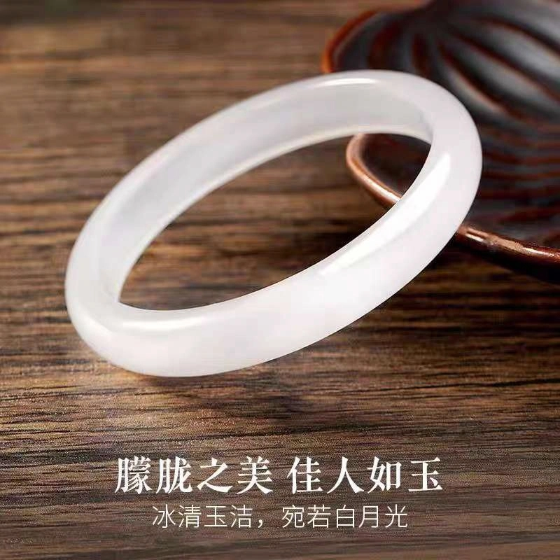 赐帛 新中式轻奢国潮复古风冰种白月光美人镯荔枝冻小众古风清冷感玉镯 玉髓 玉石手镯 女款