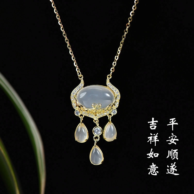 【福气满满】 九乐 新中式国潮本命年长命锁轻奢气质健康安宁 吉祥如意 好运 玉髓 项链 女款