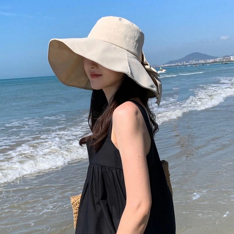 优幽兰 时尚大帽檐 户外出游 遮脸韩版潮流简约防风沙滩出游 聚酯纤维 防晒帽 女款