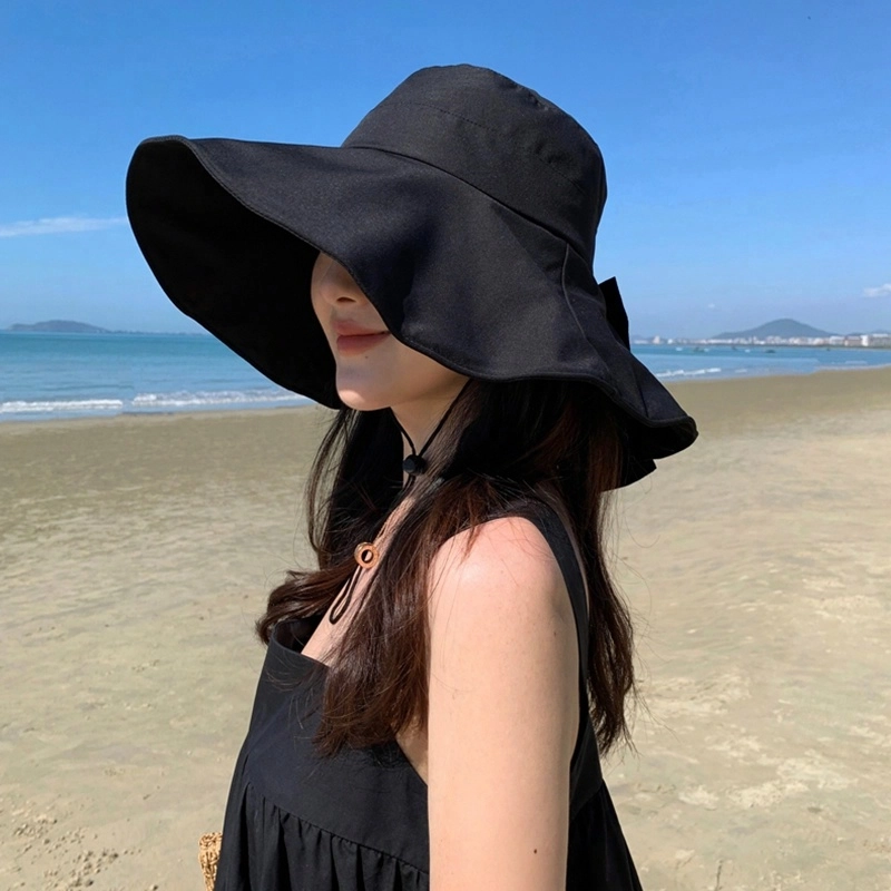 优幽兰 时尚大帽檐 户外出游 遮脸韩版潮流简约防风沙滩出游 聚酯纤维 防晒帽 女款