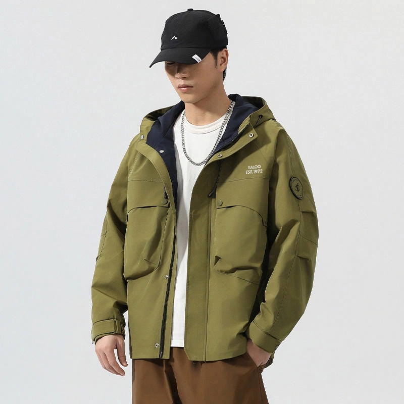 雅鹿  美式潮牌户外山系机能工装大口袋登山魔术贴三合一休闲百搭潮流  防水防风耐磨冲锋衣 男女同款 曜石黑