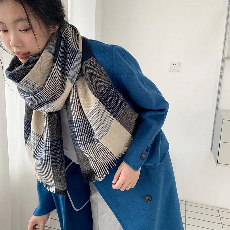 优幽兰 秋冬季格纹设计感潮流百搭休闲时尚针织加厚保暖脖套防风防寒骑行护脖子高级感 绒线围巾 男女同款情侣款