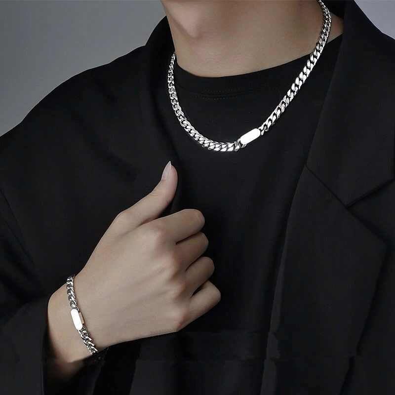 琅风 古巴潮流百搭街头酷简约时尚 钛钢 项链 男款
