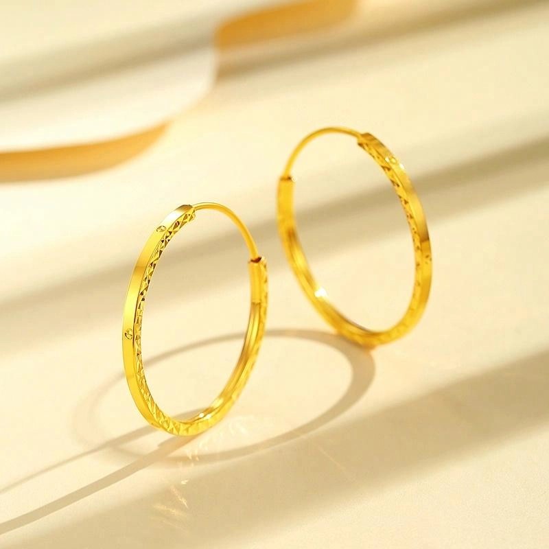 老凤祥 闪耀碎金圆 精致轻奢高级感小众百搭设计温柔时尚 可爱甜美少女心表白极简百搭优雅高贵显气质 足金 按克计价 黄金耳环 女款