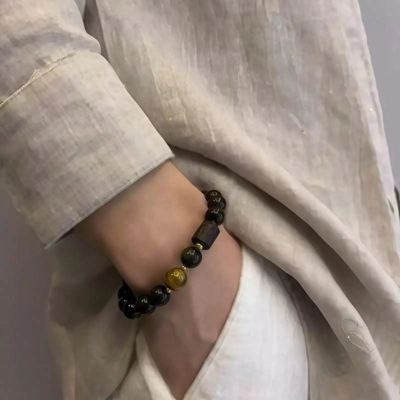 【已祝福加持】 睦珦 平安喜乐 国风国潮复古轻奢转运高颜值高级感 招财平安福气满满 时来运转#好运 黑檀 手串 男女同款情侣款