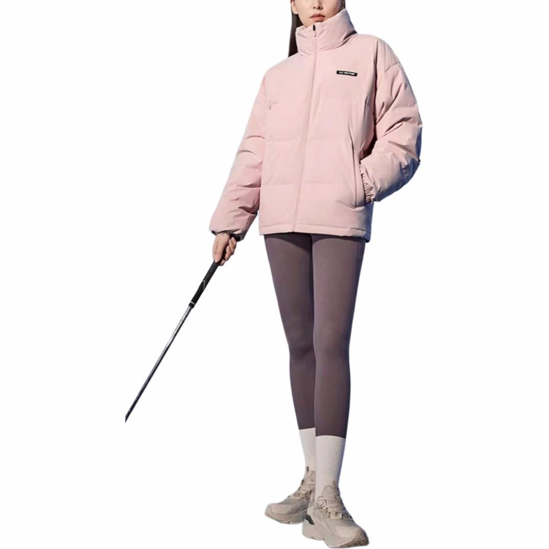 特步 综训系列 纯色立领透气长袖羽绒服 男女同款 裸粉色